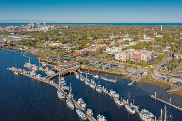 Fernandina Beach, Florida Aerial Waterfront View